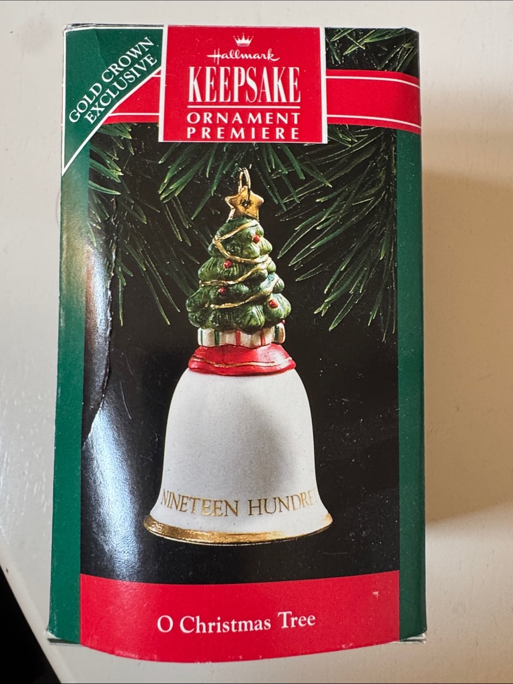 Hallmark Christmas Tree Bell Ornament with Green Tree and Red Trim